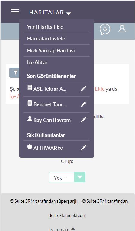 SuiteCRM haritalar
